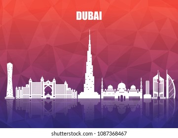 Dubai Landmark Global Travel And Journey paper background. Vector Design Template.used for your advertisement, book, banner, template, travel business or presentation.