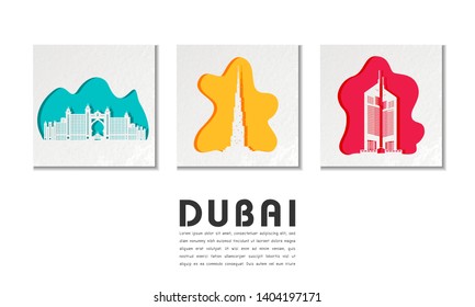 Dubai Landmark Global Travel And Journey paper background. Vector Design Template.used for your advertisement, book, banner, template, travel business or presentation.