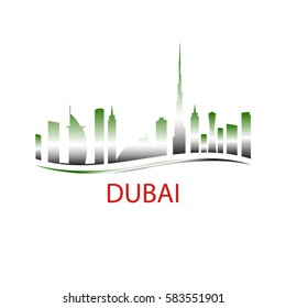 Dubai, the largest city in the United Arab Emirates, the administrative center of Dubai. vector illustration. Suitable for printing, logo stamp.