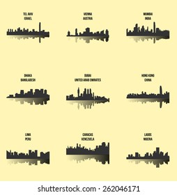 Dubai, Lima, Tel Aviv, Caracas, Vienna,Lagos, Dhaka, Hong Kong, Mumbai (Set of 9 Metropolis)