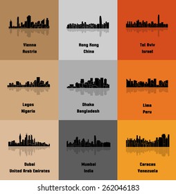 Dubai, Lima, Tel Aviv, Caracas, Vienna,Lagos, Dhaka, Hong Kong, Mumbai (Set of 9 Metropolis)