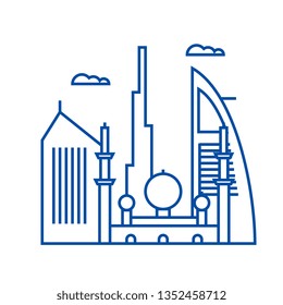 Dubai line icon concept. Dubai flat  vector symbol, sign, outline illustration.