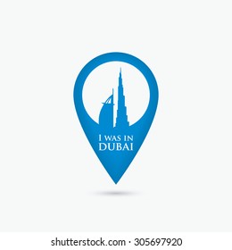 Dubai location pin - vector illustration