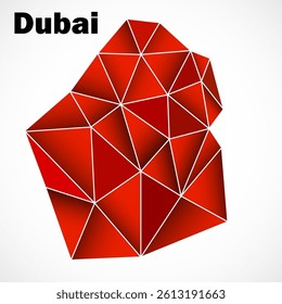 Dubai map in geometric polygonal style on white background
