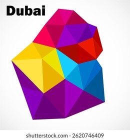 Dubai map in geometric polygonal style on white background