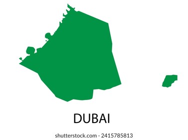 Dubai Map in Plain Green