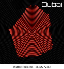 Mapa de puntos radiales de Dubai, concepto de semitono. Ilustración vectorial