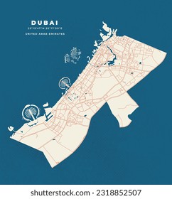 Dubai map vector poster flyer