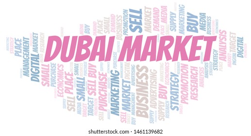 Dubai Market word cloud. Vector made with text only