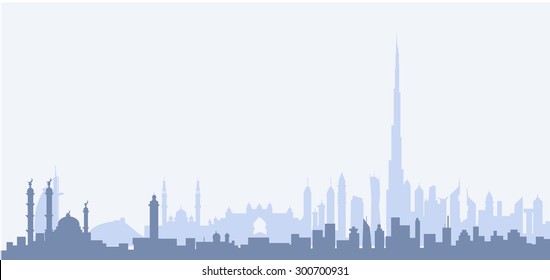 Dubai Morning City Skyline