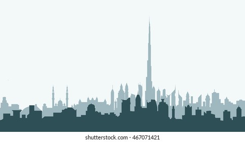 Dubai Morning City Skyline - Vector