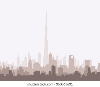 Dubai Morning City Skyline-Vector