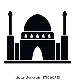 Icono del templo de la mezquita de Dubái. Simple ilustración del icono vector del templo de la mezquita de Dubai para el diseño web aislado en fondo blanco