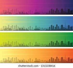 Dubai Multiple Color Gradient Skyline Banner