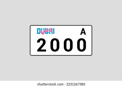 Dubai Number plate A 2000