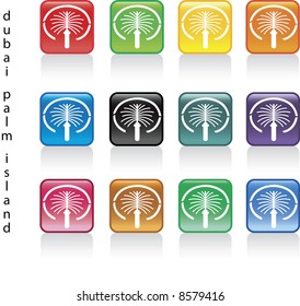 dubai palm island buttons - vector
