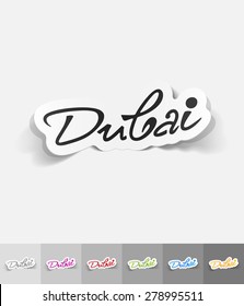 Dubai paper sticker with shadow. Vector illustration