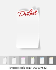 Dubai paper sticker with shadow. Vector illustration