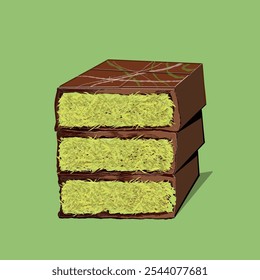 Dubai Pistachio Kunafa ChocolateBar Illustration