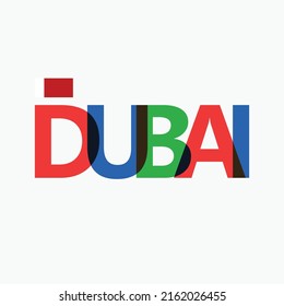 Dubai Rgb Colorful Overlapping Letters Typography Stock Vector (Royalty ...