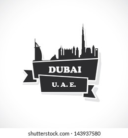 Dubai ribbon sticker - vector illustration