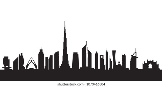 Dubai silhouette by day - vector illustration