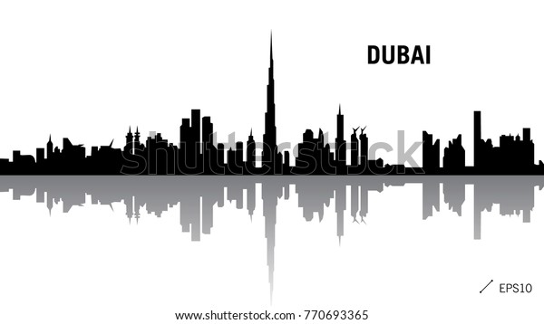 Dubai Skyline Schwarze Silhouette Einzeln Auf Stock Vektorgrafik Lizenzfrei