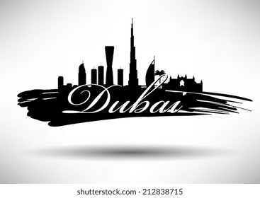 Dubai Skyline with Typography Design