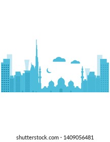 Dubai Skyline - Vector Illustration. Isolated on white background. - Vector