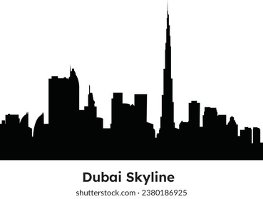 Dubai Skyline Vectors silhouette black and white 