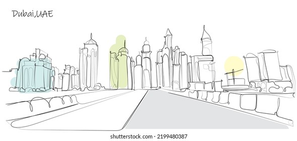 Dubai Skyscraper Line art UAE Skyline 