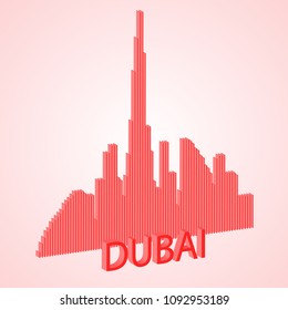 Dubai. Dubai with stripes on a light background.