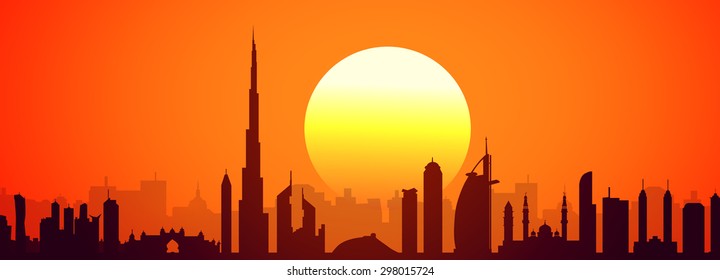 Skyline Dubai Sunset Images Stock Photos Vectors Shutterstock