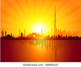 Dubai Sunset Skyline
