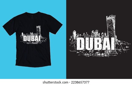 Dubai T-shirt, This design is all about the city of Dubai, Its a simple and nice-looking t-shirt design!