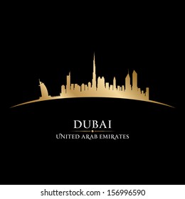 Dubai UAE city skyline silhouette. Vector illustration