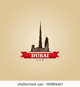 Dubai UAE city symbol vector illustration