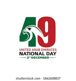 Dubai, UAE - December 2, 2020: 49 National Day of Emirates. Arabic Text Translation: Spirit of The Union. Vector Logo. Eps 08.