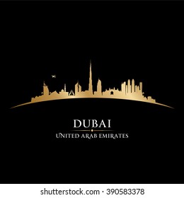 Dubai UAE skyline Detailed vector silhouette