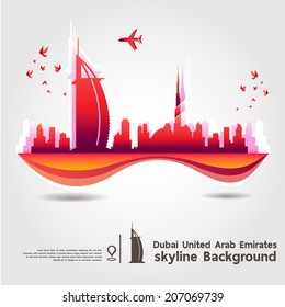 Dubai, United Arab Emirates, skyline background, vector Illustration