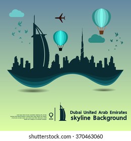 Dubai, United Arab Emirates, skyline background and  travel destination, vector Illustration