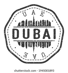 Dubai - United Arab Emirates Stamp Skyline Postmark. Silhouette Postal Passport. City Round Vector Icon. Vintage Postage Design.