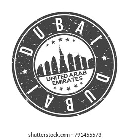 Dubai United Arab Emirates Stamp Logo Icon Symbol Design Skyline City