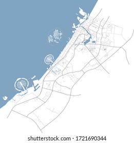 Dubai, United Arab Emirates streets and roads light vector map