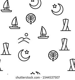 Dubai Vector Seamless Pattern Thin Line Illustration