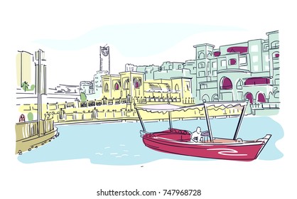 dubai vector sketch illustration 