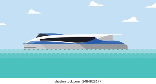 Dubai Water Taxi, Flat vector illustration