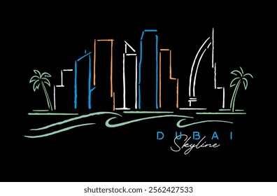 Dubai's sophisticated simplicity revealed in minimalist lines, highlighting the architectural grandeur of this iconic city.