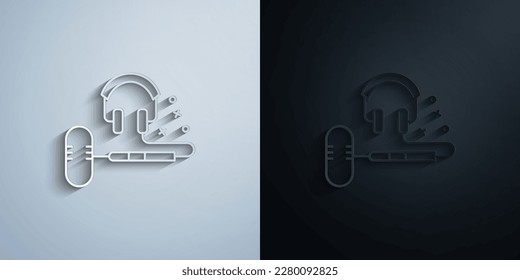 Dubbing, studio, music, voice paper icon with shadow effect vector illuistration design