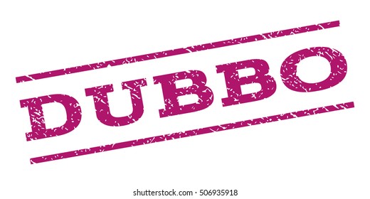 Dubbo watermark stamp. Text caption between parallel lines with grunge design style. Rubber seal stamp with dirty texture. Vector purple color ink imprint on a white background.